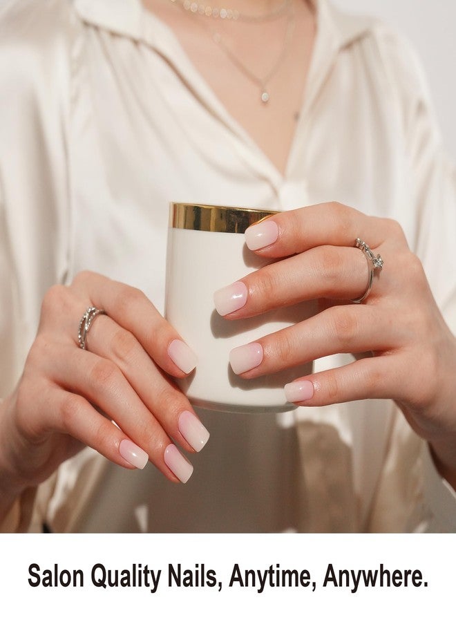 DANNI & TONI Semi Cured Gel Nail Strips Pink-to-White Ombre Gel Nail Wraps 28 Stickers | Baby Ombre - Image 2